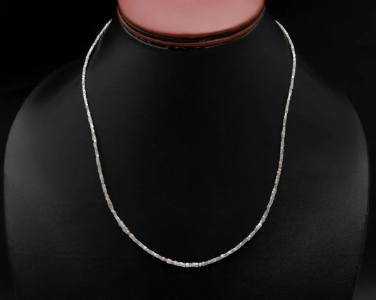 White Cube Diamond Bead 1.5 - 2.5 mm Natural Sparkling 16 Inches Necklace