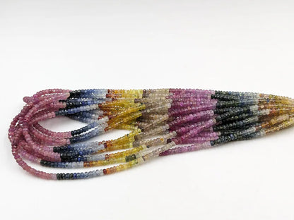 Multi Sapphire Gemstone Beads 3.5 - 4 mm Faceted Rondelle For Jewelry Making