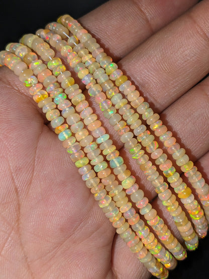 Ethiopian Opal Beads Top Quality 3 - 5 mm Ethiopia Opal Beads Smooth Rondelle Welo Fire Ethiopian Opal Beads