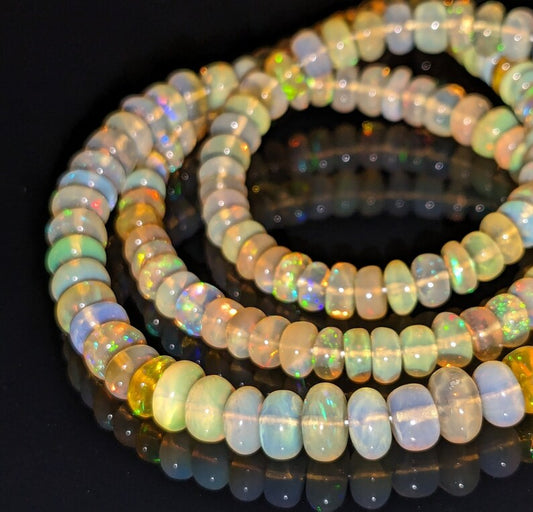 Smooth Ethiopian Opal Rondelle Bead 5 - 7 mm Welo Fire Ethiopian Opal Bead