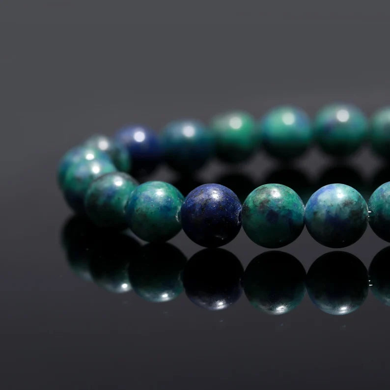 100 % Natural Azurite Bracelet Round 1 mm Beads 7 Inches Stretch Bracelet