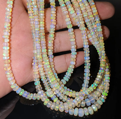 Ethiopian Opal Faceted Rondelle Bead 100% Natural Welo Fire Opal Bead