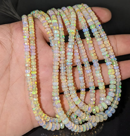 Ethiopian Opal Faceted Rondelle Bead 100% Natural Welo Fire Opal Bead