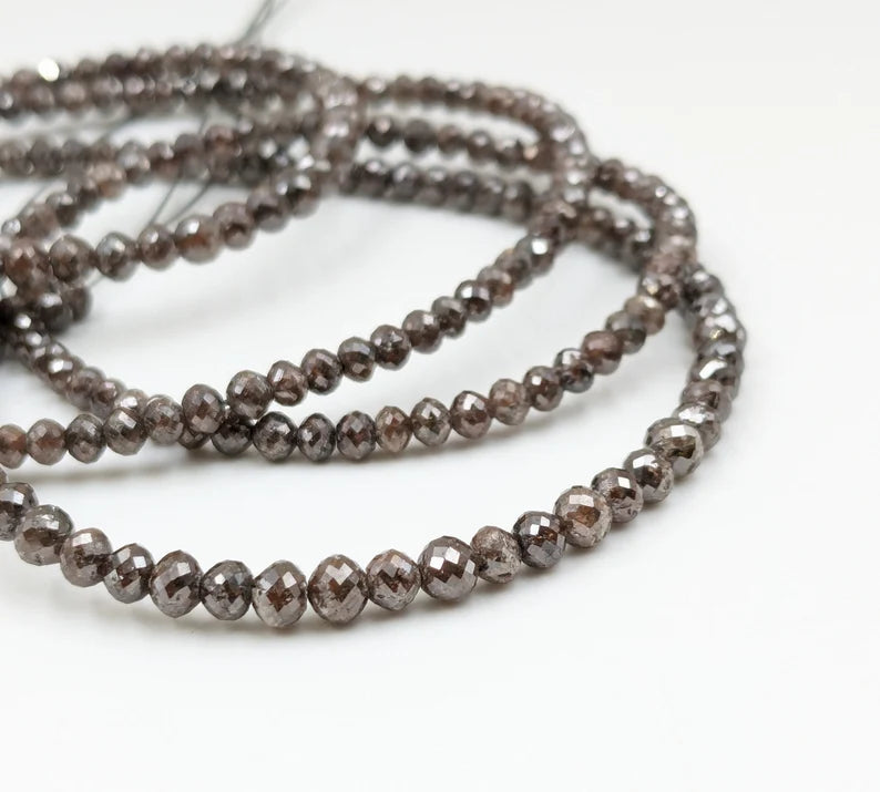 Natural Champagne Diamond 3.5 - 4.5 Faceted Round Champagne Diamond Beads