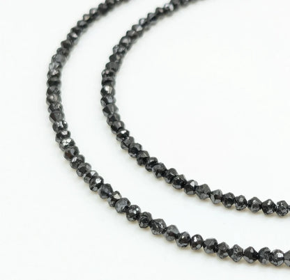 Black Diamond Faceted Rondelle 1.5 - 2.5 mm Faceted Diamond Beads 14 Inches Strands