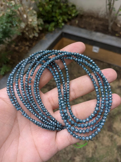 Blue Diamond Bead Natural 3 - 4 mm Faceted Round Beads For Jewelry Making