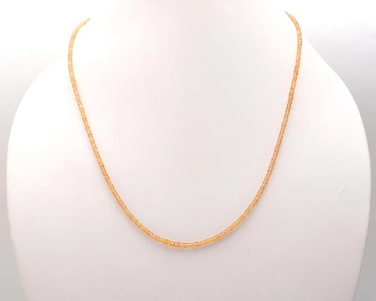 Orange Sapphire Bead 2.5 - 3 mm Faceted Rondelle 925 Sterling Silver 16 Inches Necklace