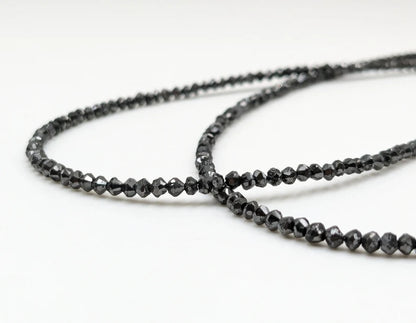 Black Diamond Faceted Rondelle 1.5 - 2.5 mm Faceted Diamond Beads 14 Inches Strands