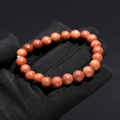 100% Natural Orange Sunstone 8 mm sunstone Crystal Round 7 Inches Bracelet