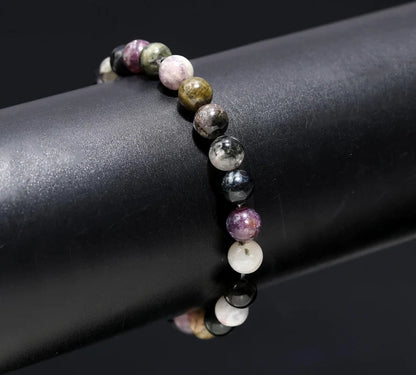 100% Natural Multi Tourmaline Stone 8 mm Beaded Tourmaline 7 Inches Bracelet