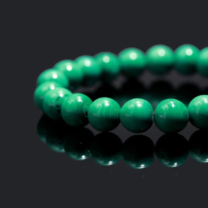 Natural Malachite Bead Smooth Round Gemstone 8 MM Beaded 7 Inches Bracelet