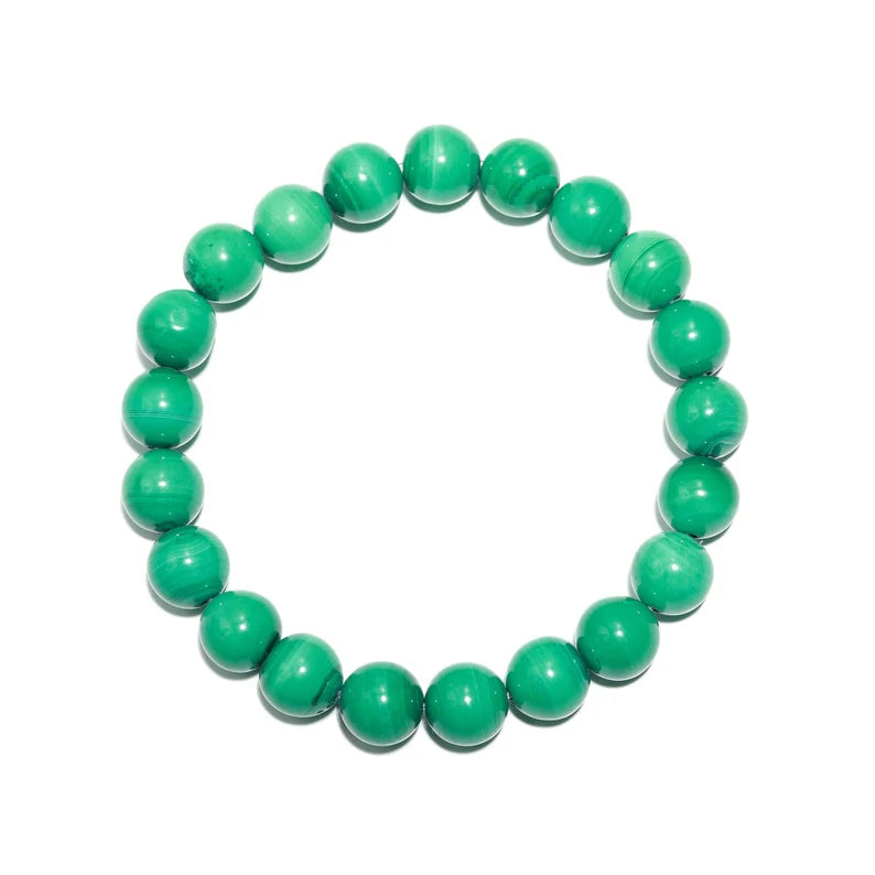 Natural Malachite Bead Smooth Round Gemstone 8 MM Beaded 7 Inches Bracelet