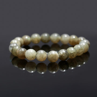 100% Natural Healing Labradorite 8 mm Smooth Round Beaded 7 Inches Bracelet