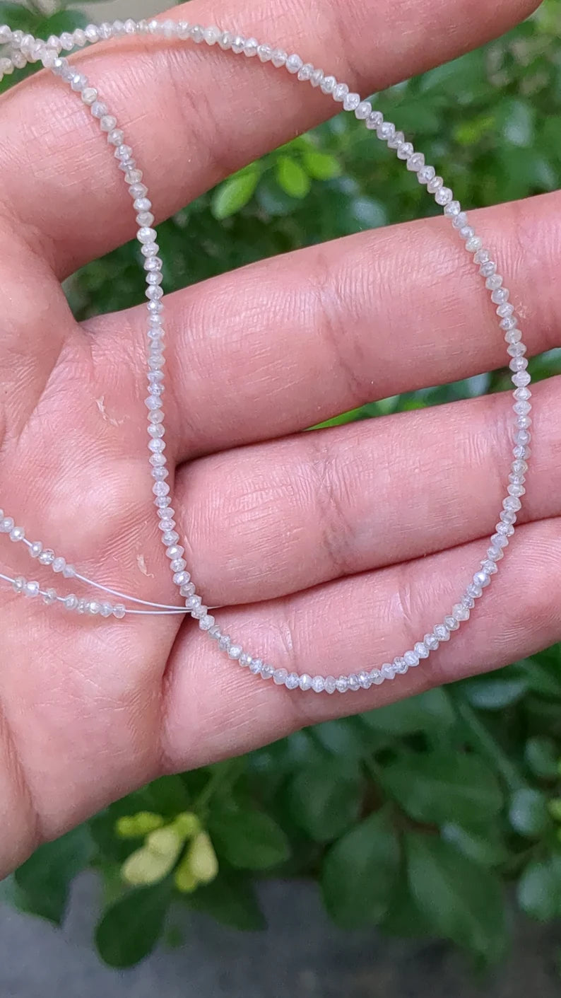 white diamond faceted rondelle bead 2.2 mm super rare white diamond beads