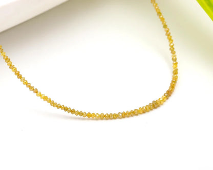 Yellow Diamond 925 Sterling 1.8 - 2.4 mm Beaded Faceted Rondelle 16 Inches Necklace