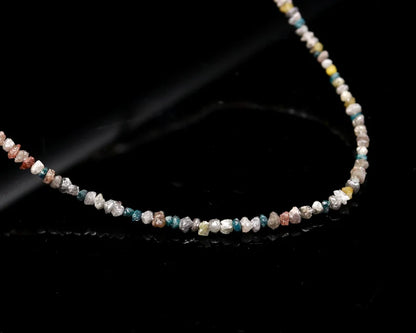 925 sterling silver Multi Color Diamond Bead Raw Rough 16 Inches Necklace