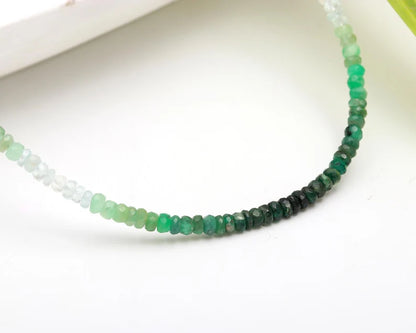 Emerald Shaded Gemstone Beads 3 - 4 mm Faceted Rondelle Shaded 16 Inches Necklace