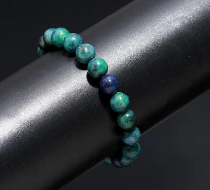 100 % Natural Azurite Bracelet Round 1 mm Beads 7 Inches Stretch Bracelet