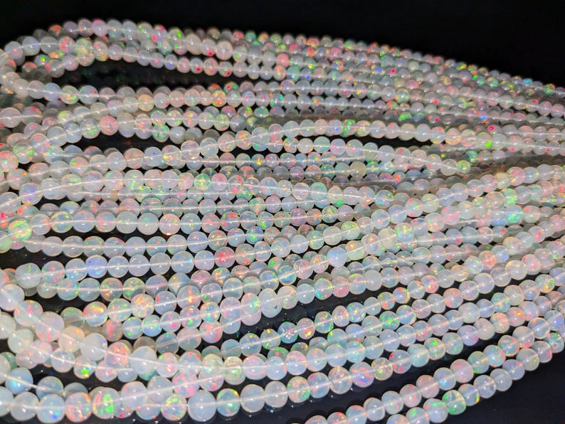 Ethiopian Opal Bead Top Quality Smooth Round Opal Bead 3.5 - 5 mm Welo Fire Opal Ethiopia Beads