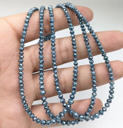 Blue Diamond Bead Natural 3 - 4 mm Faceted Round Beads For Jewelry Making
