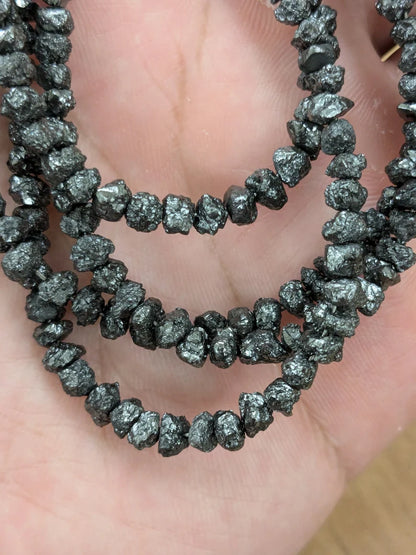 Black Diamond Uncut Bead 4 mm Raw Rough Black Diamond Beads AAA+ Raw Diamond Bead