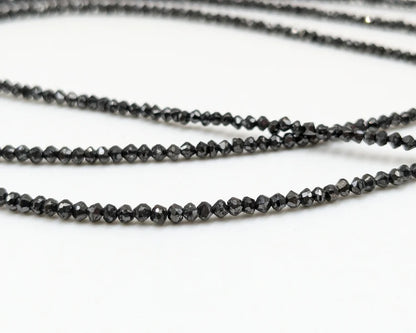 Black Diamond Faceted Rondelle 1.5 - 2.5 mm Faceted Diamond Beads 14 Inches Strands