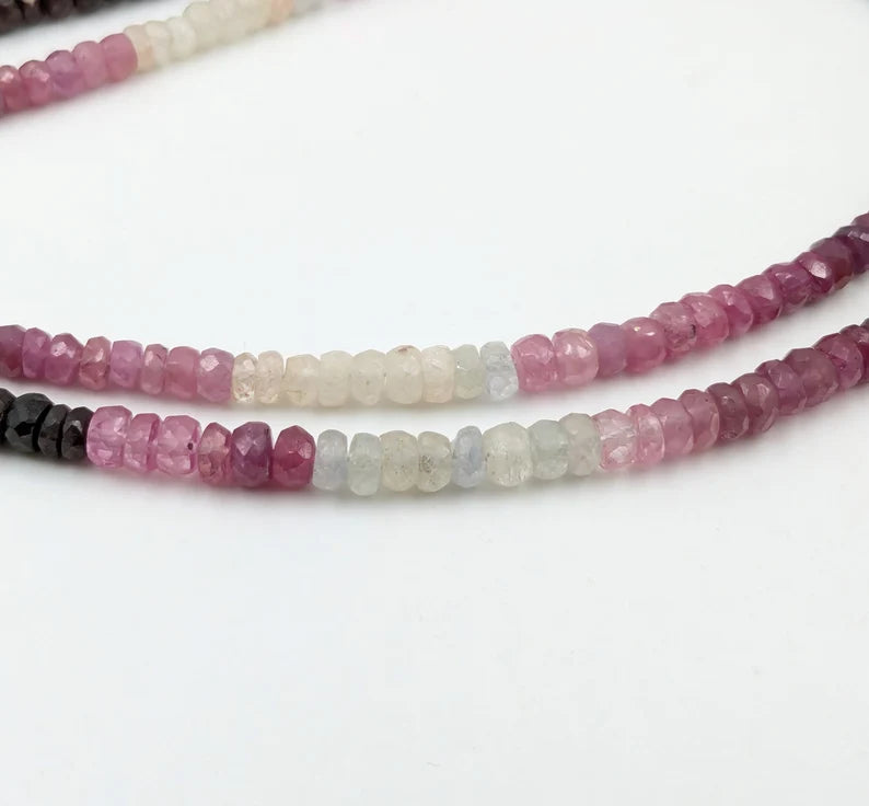 Natural Ruby Gemstone Beads 3.5 - 4.5 Ruby Shaded Faceted Rondelle Beads