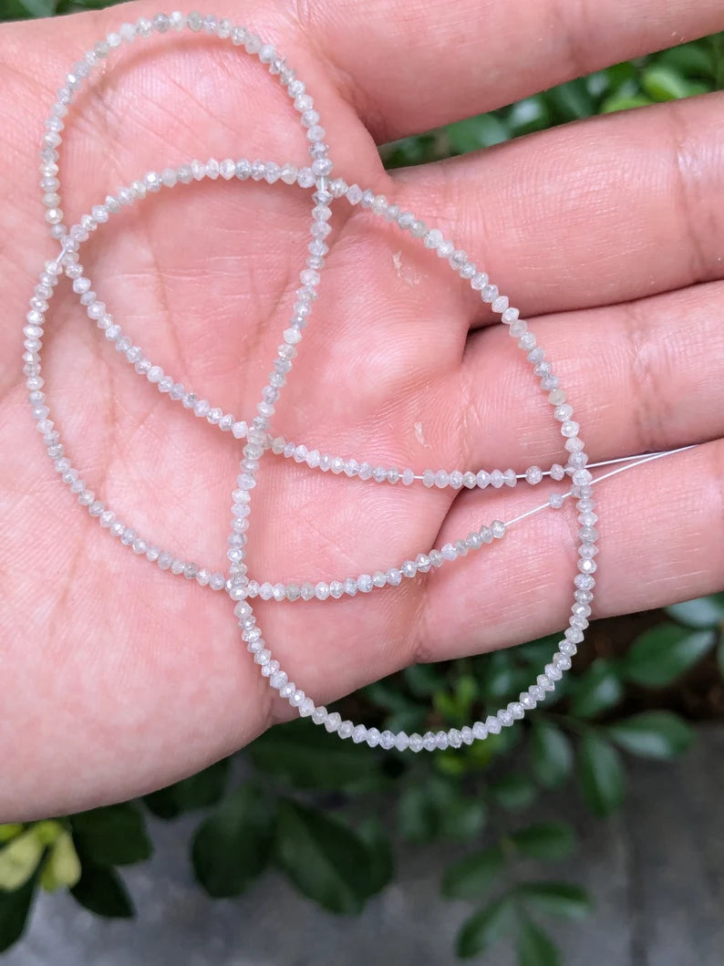 white diamond faceted rondelle bead 2.2 mm super rare white diamond beads