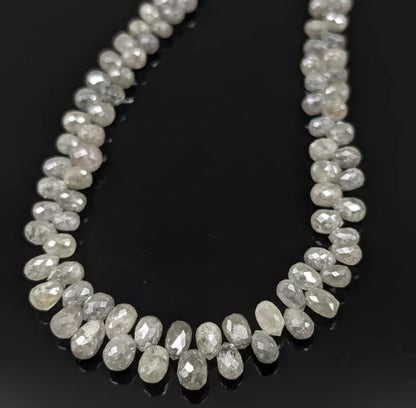 Natural White Diamond Briolette Beads 2.5 - 4 mm Faceted Teardrop Shape Beads