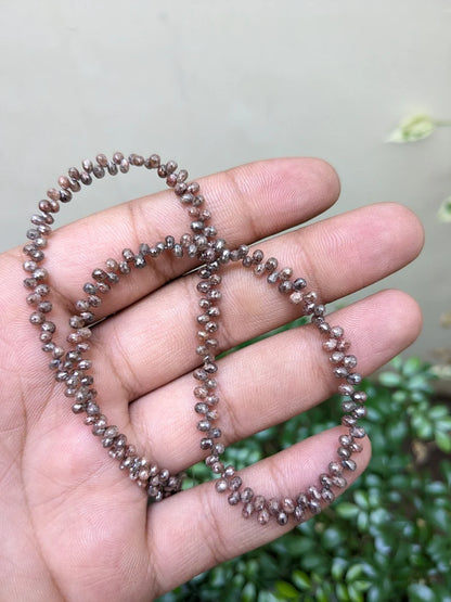 Natural Champagne Diamond Teardrop Briolette 2.5 - 4 mm Red Faceted Diamond Beads