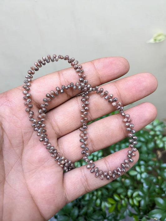 Natural Champagne Diamond Teardrop Briolette 2.5 - 4 mm Red Faceted Diamond Beads