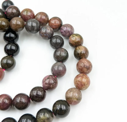 Multi Tourmaline Smooth Round Beads Multicolor 8 mm Smooth 15.5 Inches For Jewelry Making