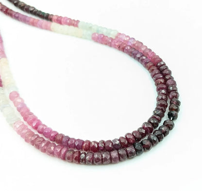 Natural Ruby Gemstone Beads 3.5 - 4.5 Ruby Shaded Faceted Rondelle Beads