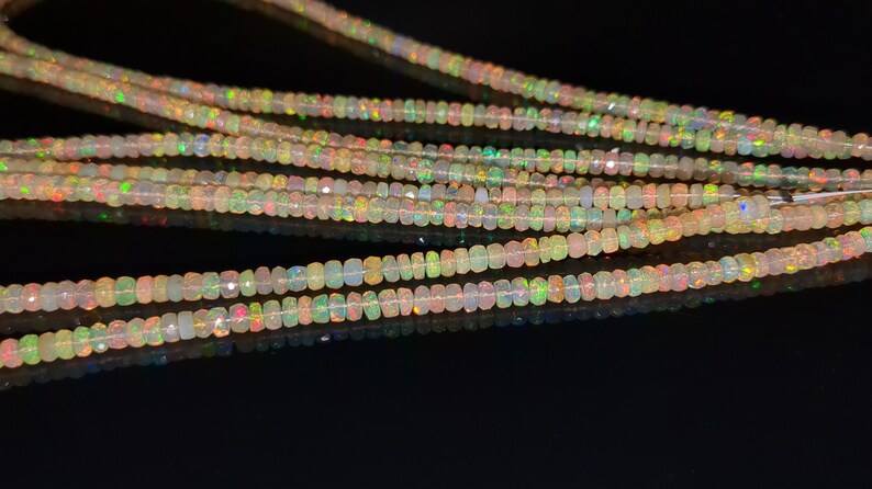 Ethiopian Opal Faceted Rondelle Beads 3 - 5 mm Ethiopian Opal Beads 100% Natural Ethiopia Opal Beads
