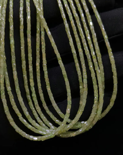 Natural Green Diamond Tubes 1.3 - 2.5 mm Faceted Green Diamond Beads For Jewelry Draft