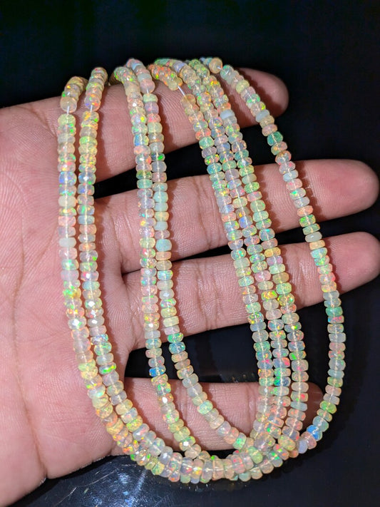 Ethiopian Opal Faceted Rondelle Beads 3 - 5 mm Ethiopian Opal Beads 100% Natural Ethiopia Opal Beads