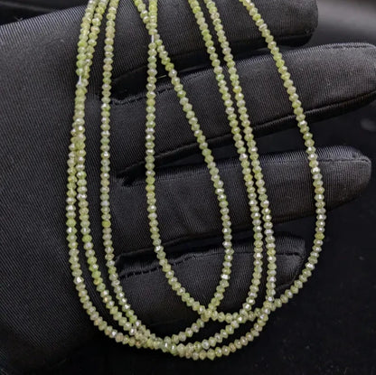 Rare Green Diamond Beads 1.8 - 2.2 mm Faceted Rondelle Parrot Green Diamond