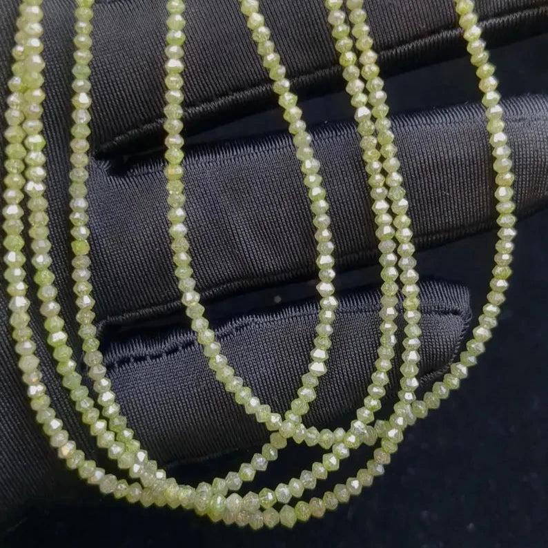 Rare Green Diamond Beads 1.8 - 2.2 mm Faceted Rondelle Parrot Green Diamond