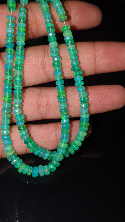 Green Opal Faceted Beads Welo Fire Ethiopia Faceted 5 - 6 mm Ethiopia Opal Beads