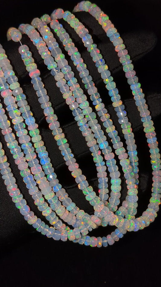 Ethiopian Opal Faceted Rondelle Beads 100% Natural Welo Fire Ethiopian Opal Beads