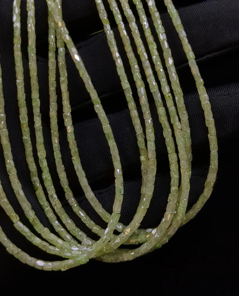 Natural Green Diamond Tubes 1.3 - 2.5 mm Faceted Green Diamond Beads For Jewelry Draft