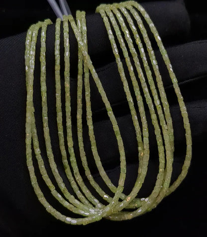 Natural Green Diamond Tubes 1.3 - 2.5 mm Faceted Green Diamond Beads For Jewelry Draft