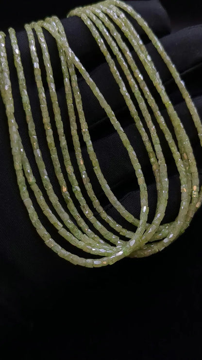 Natural Green Diamond Tubes 1.3 - 2.5 mm Faceted Green Diamond Beads For Jewelry Draft