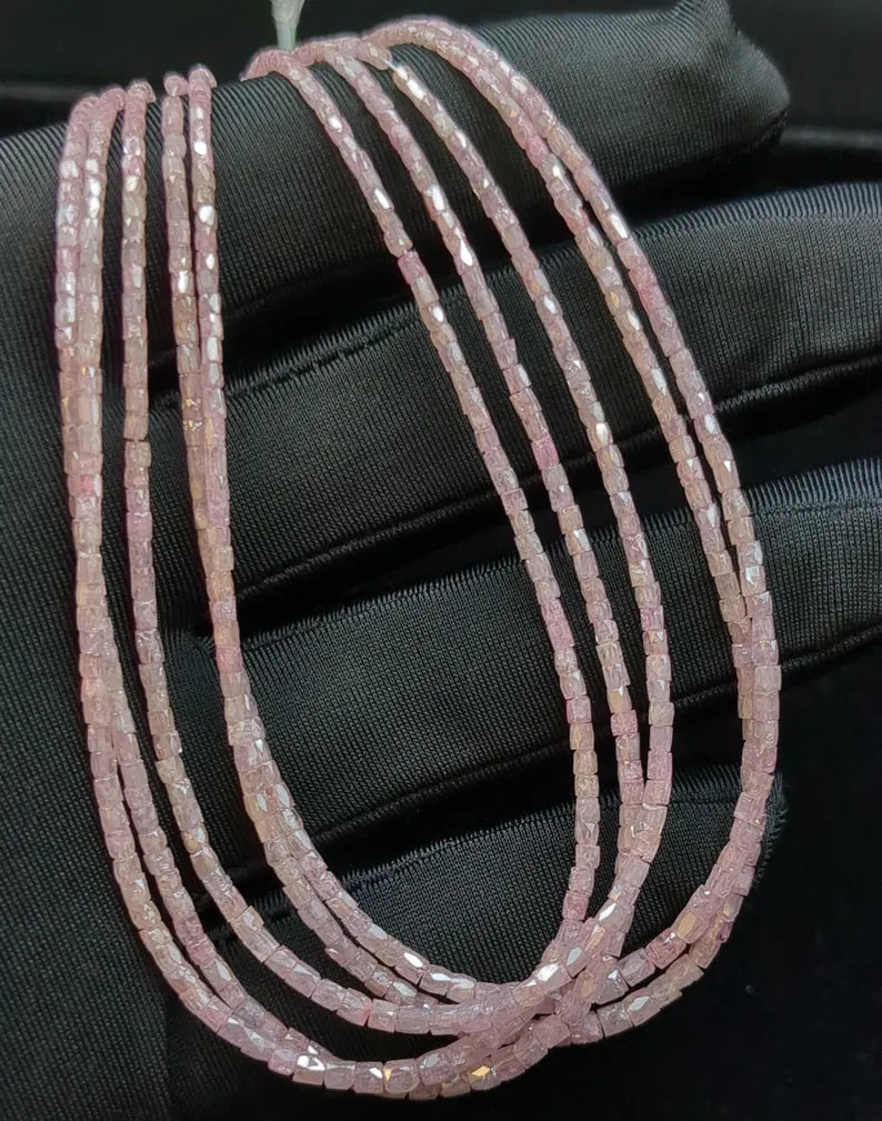 Pink Diamond Beads Tube 1.5 - 2.5 mm Pink Natural Faceted Beads For Jewelry Craft