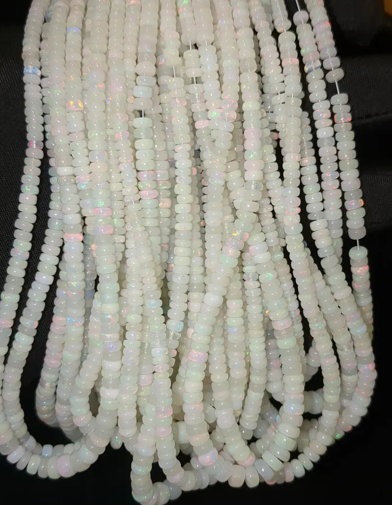 Ethiopian Opal Smooth Rondelle Beads 3 - 5 mm Flashy Ethiopia Opal Beads