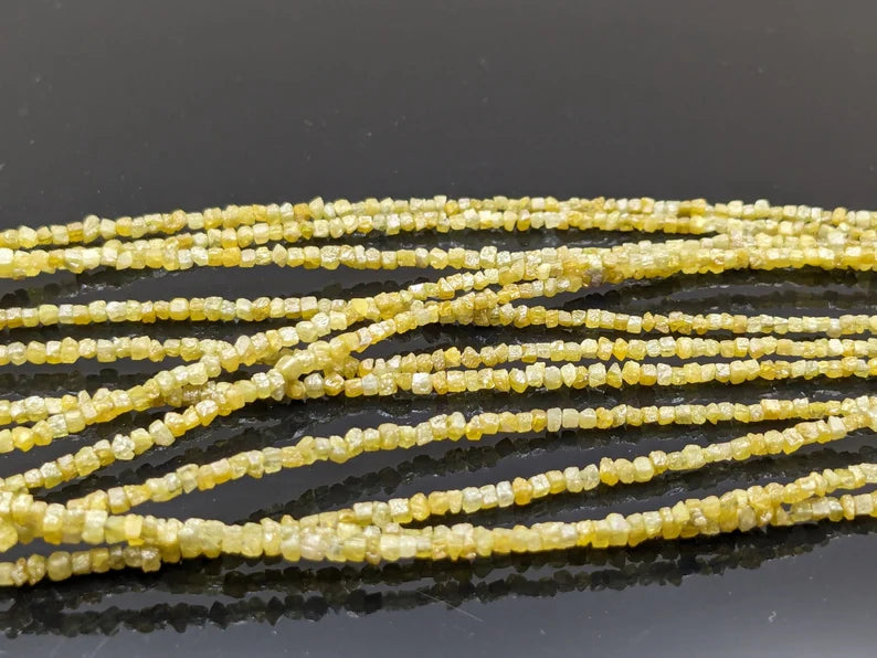 Yellow Uncut Diamond Cube Raw Rough Uncut Diamond Beads