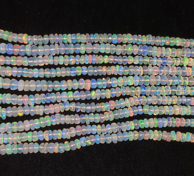 Flashy Ethiopian Opal Beads 3.5 - 6 mm Smooth Rondelle Ethiopia Opal Beads