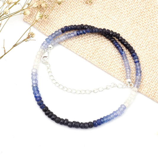 Blue Sapphire Shaded Necklace 3.5 - 4.5 mm