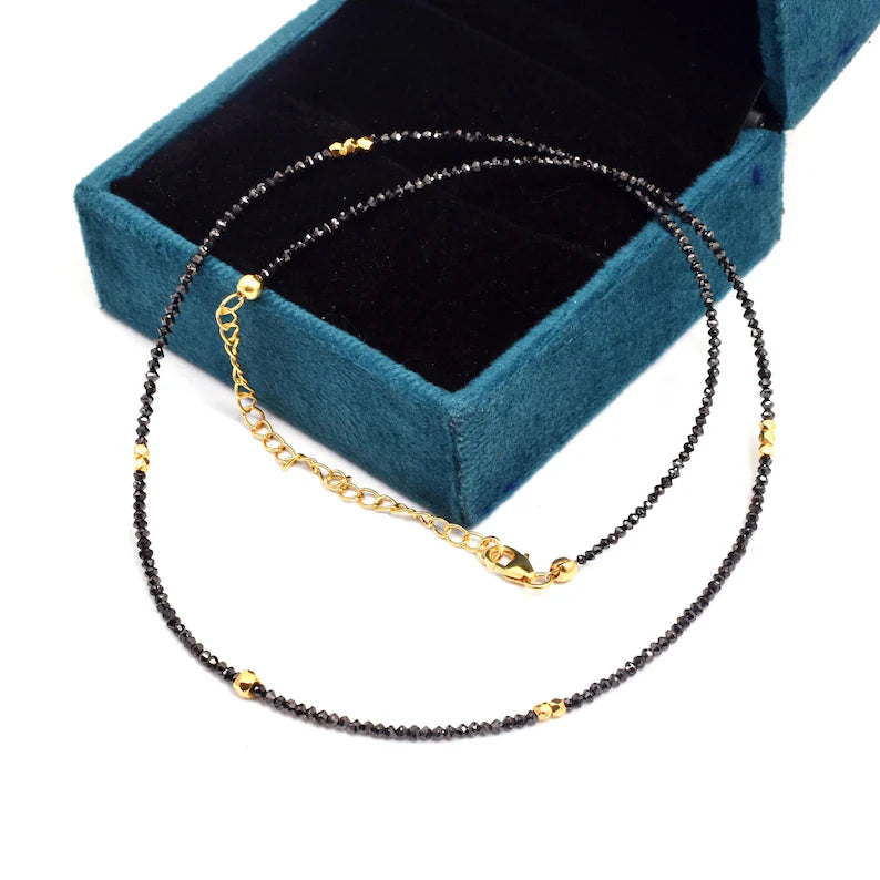 AAA+ Black Diamond Necklace 1.6 - 2 mm