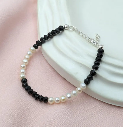 Black Spinel & Pearl Bracelet